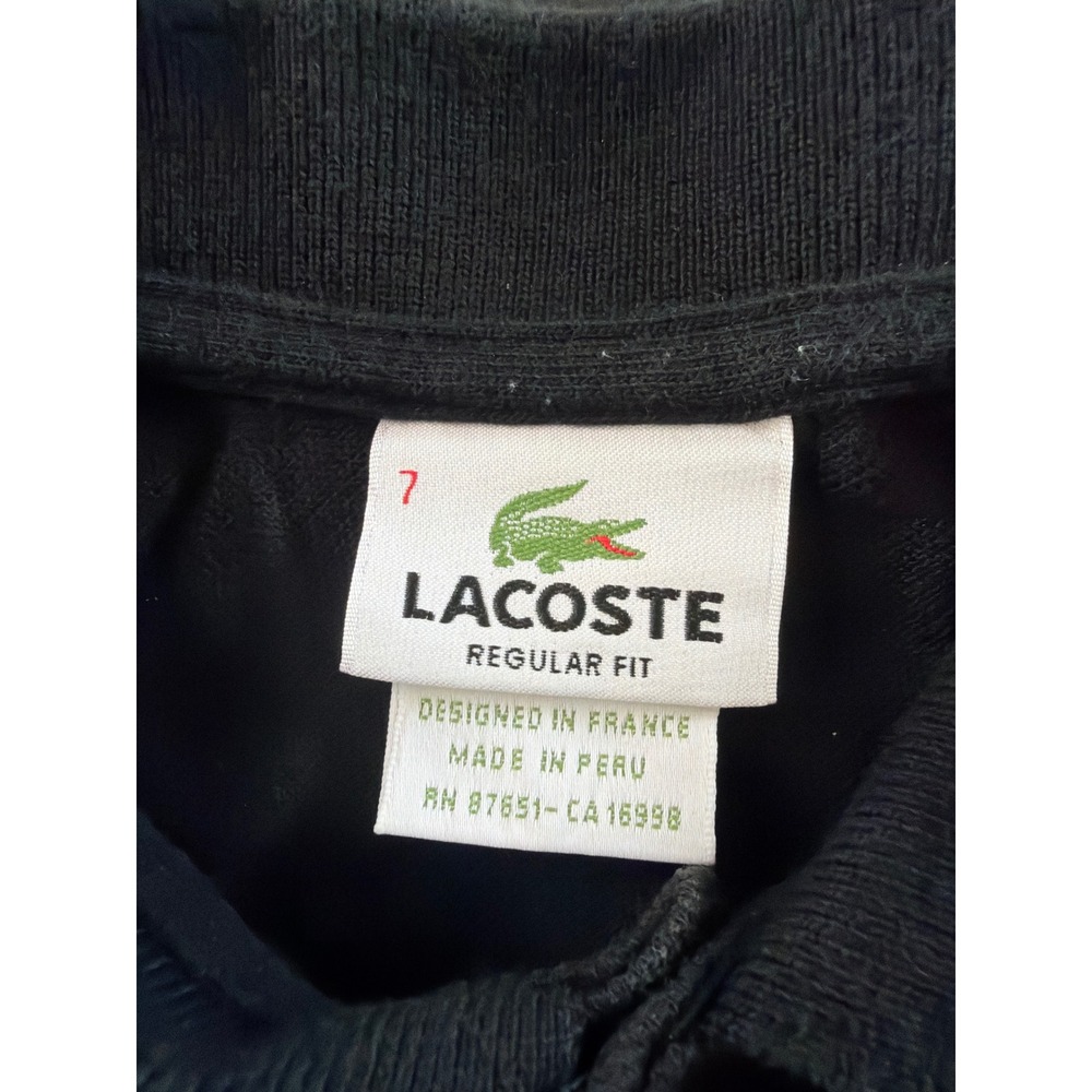 Lacoste Mens Size 7 XXL Black Cotton Pique Tipped Polo Shirt - Picture 4 of 12